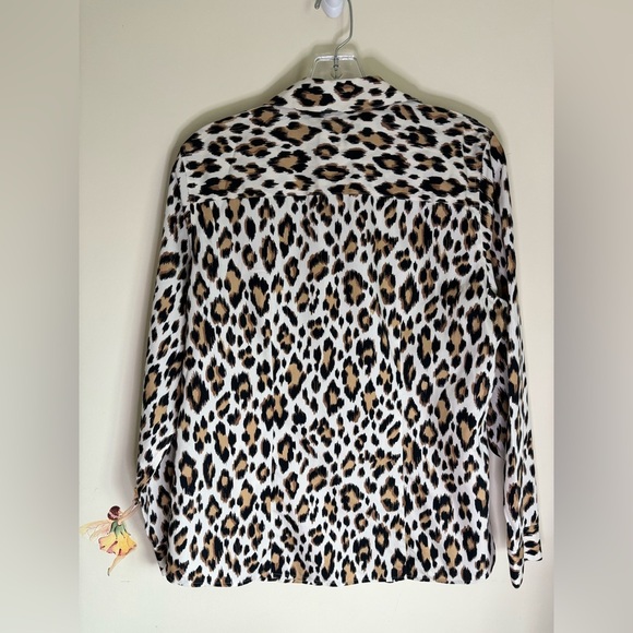 Chico's Blouse Top Size 1(M) Animal/Leopard Print Button-Down Long sleeve Cotton - Picture 4 of 11